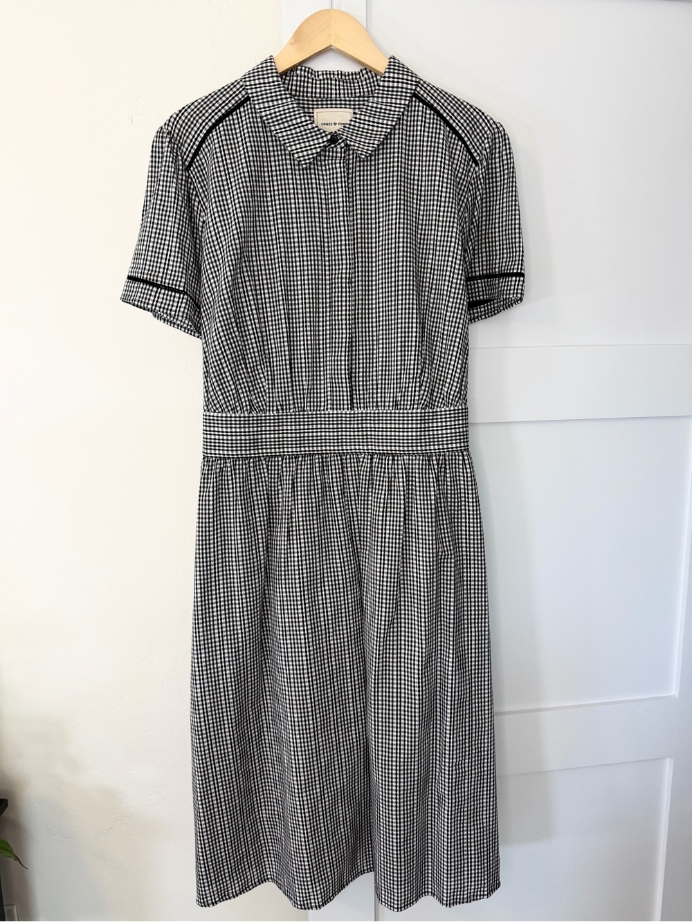 Court & Rowe Fit & Flare Black White Gingham Midi Shirt Dress 22W Like NEW